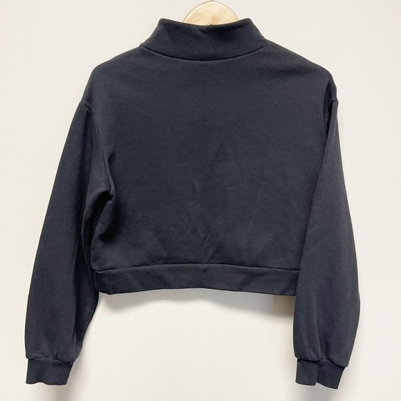 DIVIDED Black Cropped Lace Up Mock Neck Pullover Sweater Shoelace size S - Picture 4 of 9